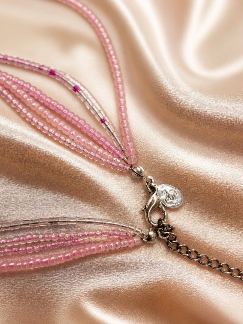 2006 Premier Designs "Katrina" Pink Cat’s Eye Pendant Multi Strand Beads - Picture 5 of 10